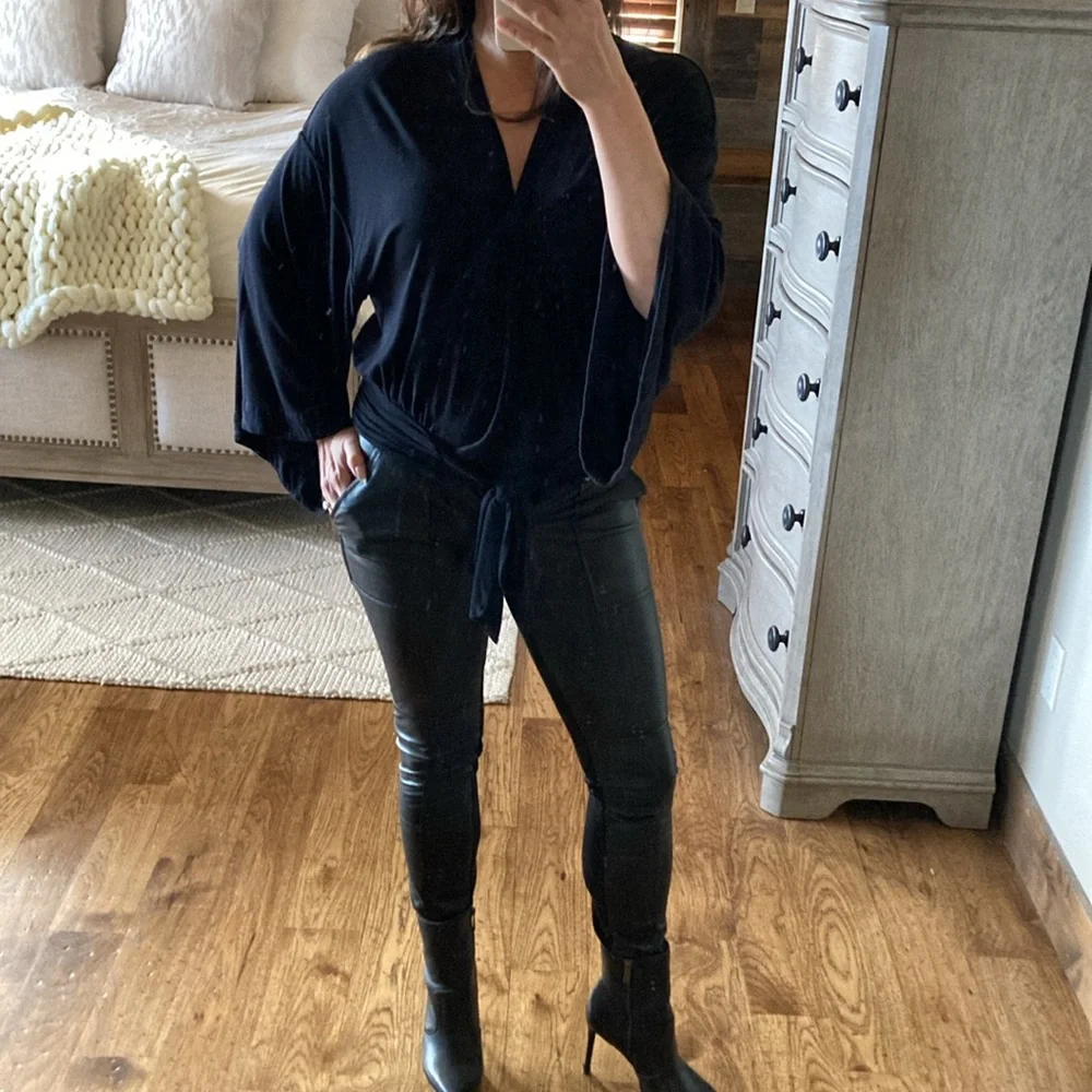BCBGMaxazria Black Leather Look Pants